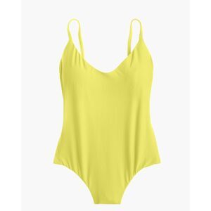 J. Crew Ruched Back One-Piece Swimsuit Neon Yellow Size 10